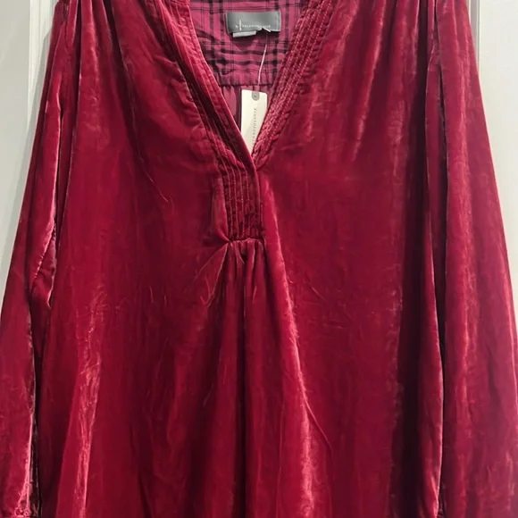 New Anthropologie Melody Velvet Tunic Dress - Picture 3 of 16
